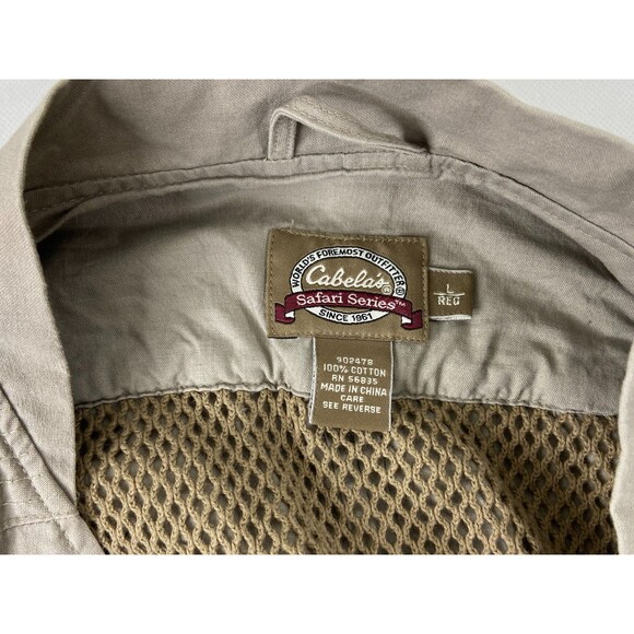 Cabela's Safari Vest Men L Khaki Cargo Pockets Vented Fishing Hunting Gorpcore - Picture 7 of 10